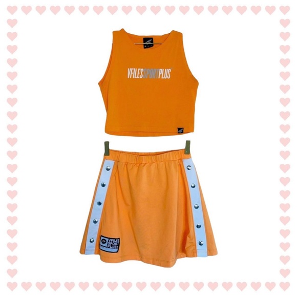 ORANGE CROP TOP + SKIRT SET - Picture 2 of 8